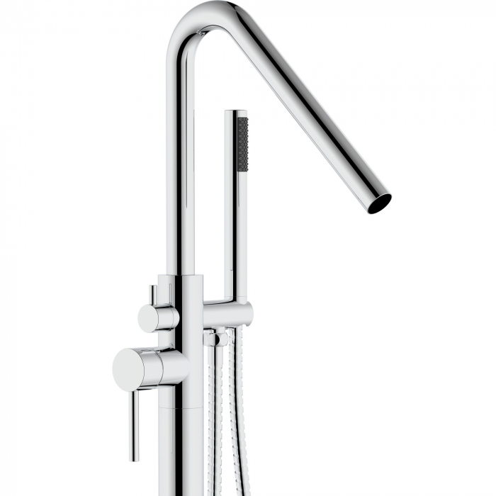 Baterie de podea Aras Chrome, montaj pe podea freestanding, alama, crom [2]