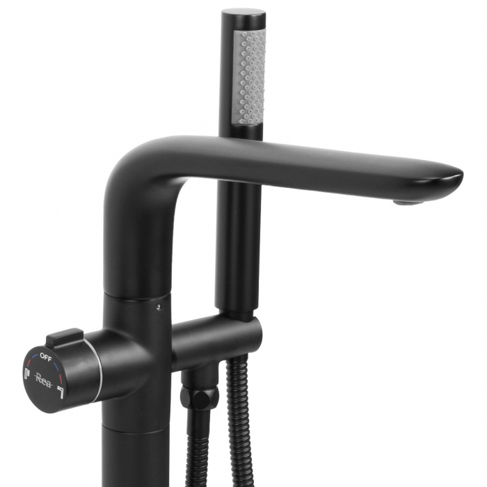 Baterie de podea Clark Black, montaj pe podea freestanding, alama, negru [2]