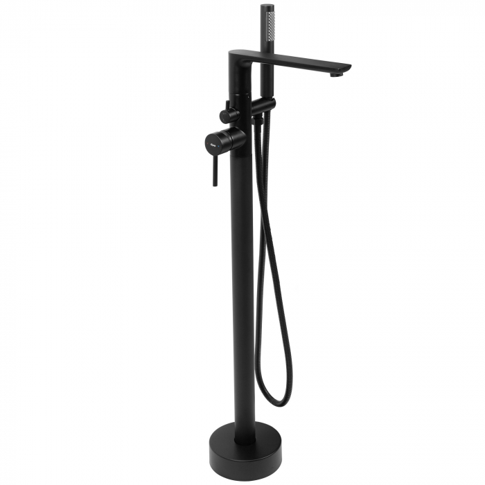 Baterie de podea Flores Black, montaj pe podea freestanding, alama, negru [1]