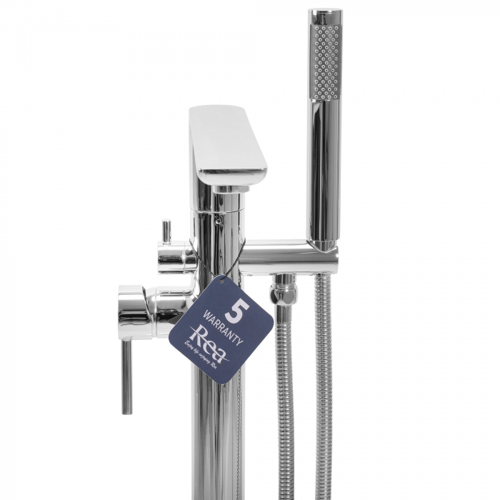 Baterie de podea Flores Chrome, montaj pe podea freestanding, alama, crom [3]