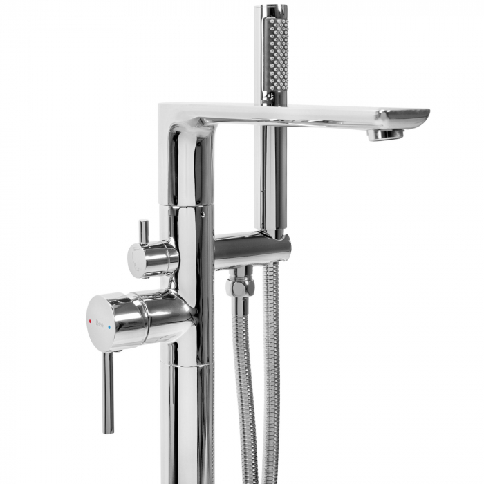Baterie de podea Flores Chrome, montaj pe podea freestanding, alama, crom [2]