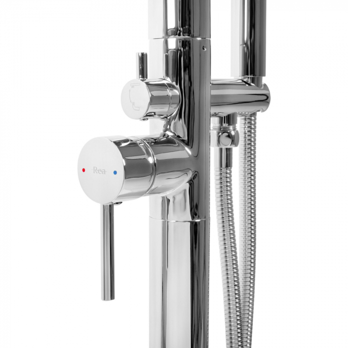 Baterie de podea Flores Chrome, montaj pe podea freestanding, alama, crom [4]