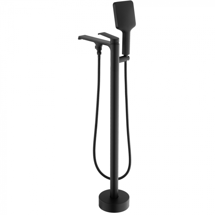 Baterie de podea Hass Black, montaj pe podea freestanding, alama, negru [3]