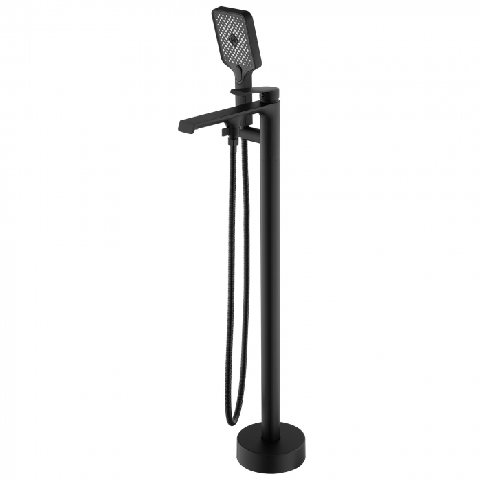 Baterie de podea Hass Black, montaj pe podea freestanding, alama, negru [4]