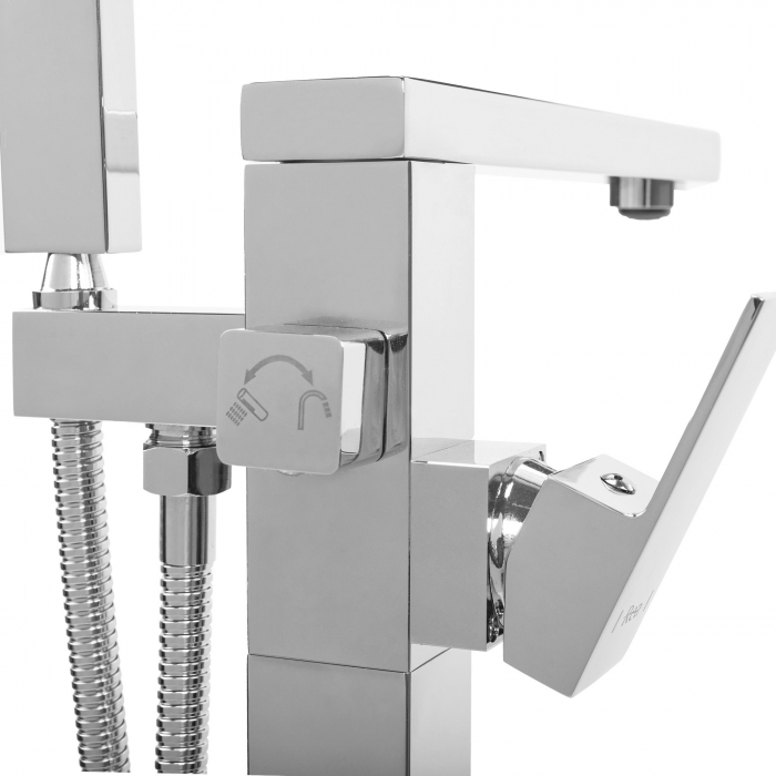 Baterie de podea Tery Chrome, montaj pe podea freestanding, alama, crom [4]