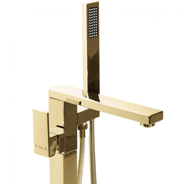 Baterie de podea Tery Gold, montaj pe podea freestanding, alama, auriu [2]