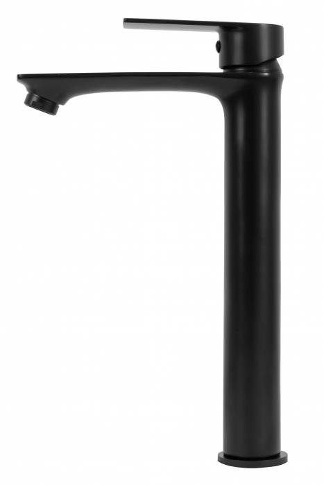 Baterie inalta lavoar Lugano Slim Negru, montaj pe blat sau lavoar, alama, negru, perlator aer [2]