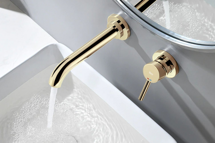 Baterie incastrata Lungo Gold Auriu + Box, montaj pe perete sau incastrat, alama, auriu, perlator aer [9]