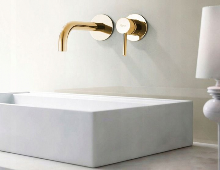 Baterie incastrata Lungo Gold Auriu + Box, montaj pe perete sau incastrat, alama, auriu, perlator aer [3]
