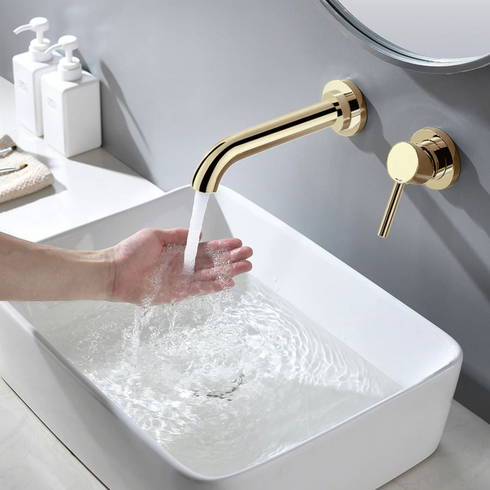 Baterie incastrata Lungo Gold Auriu + Box, montaj pe perete sau incastrat, alama, auriu, perlator aer [8]