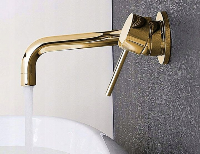 Baterie incastrata Lungo Gold Auriu + Box, montaj pe perete sau incastrat, alama, auriu, perlator aer [2]