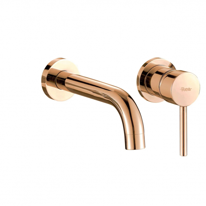 Baterie incastrata Lungo Rose Gold Roz Auriu + Box, montaj pe perete sau incastrat, alama, auriu rose, perlator aer [1]