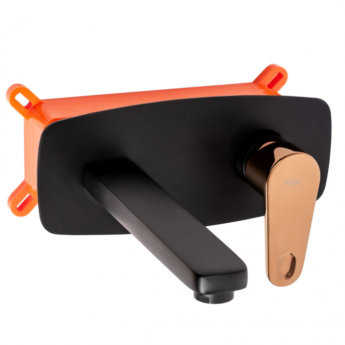 Baterie incastrata Mild Black Rose Gold + Box, montaj pe perete sau incastrat, alama, negru sau auriu, perlator aer [1]