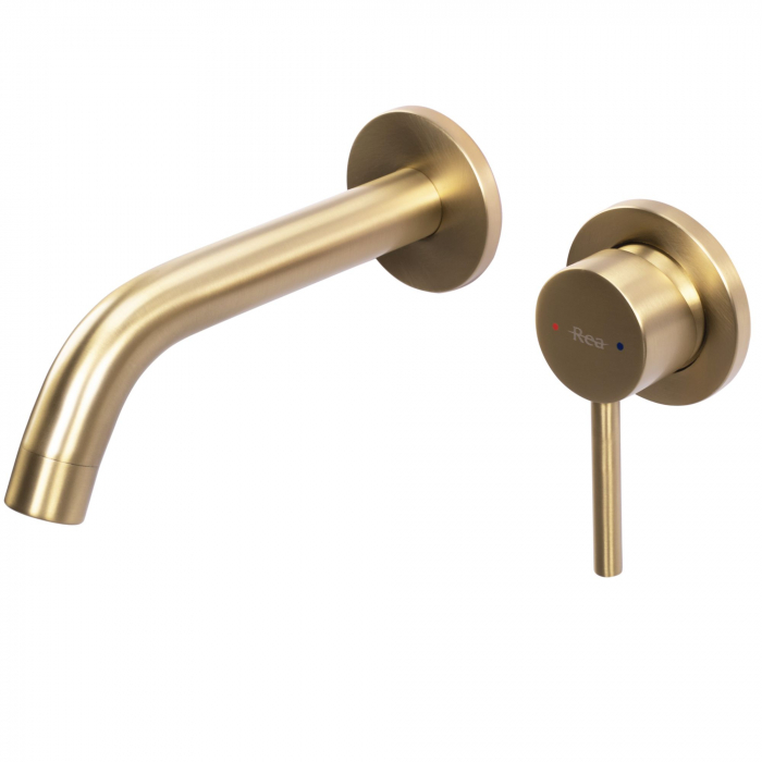 Baterie incastrata Owen Gold Brush + Box, montaj pe perete sau incastrat, alama, auriu, perlator aer [4]