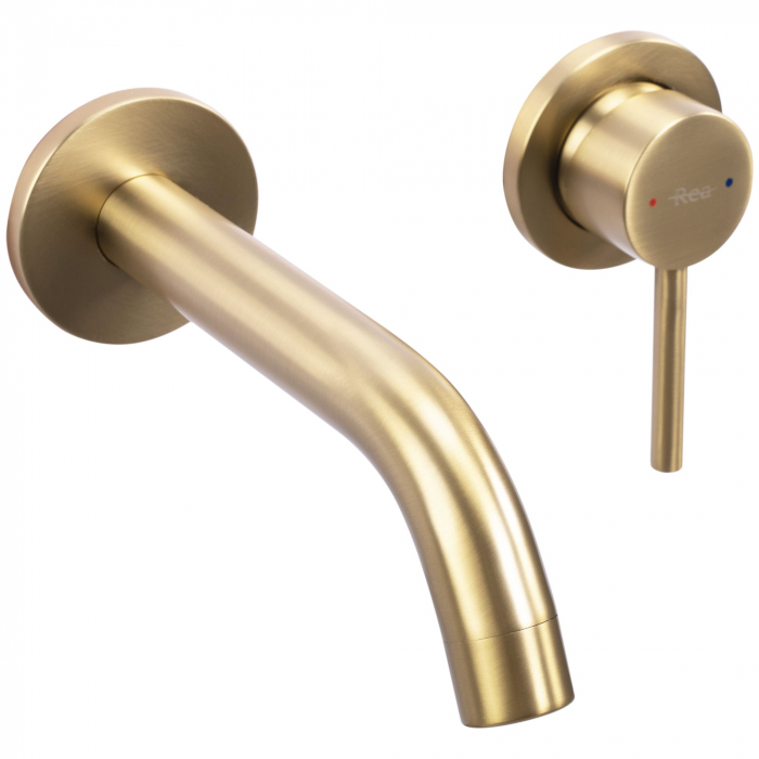 Baterie incastrata Owen Gold Brush + Box, montaj pe perete sau incastrat, alama, auriu, perlator aer [5]