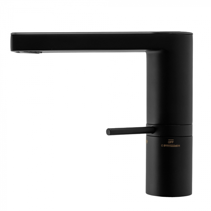 Baterie lavoar Amar Lcd Black Low, montaj pe blat sau lavoar, alama, negru, perlator aer [2]