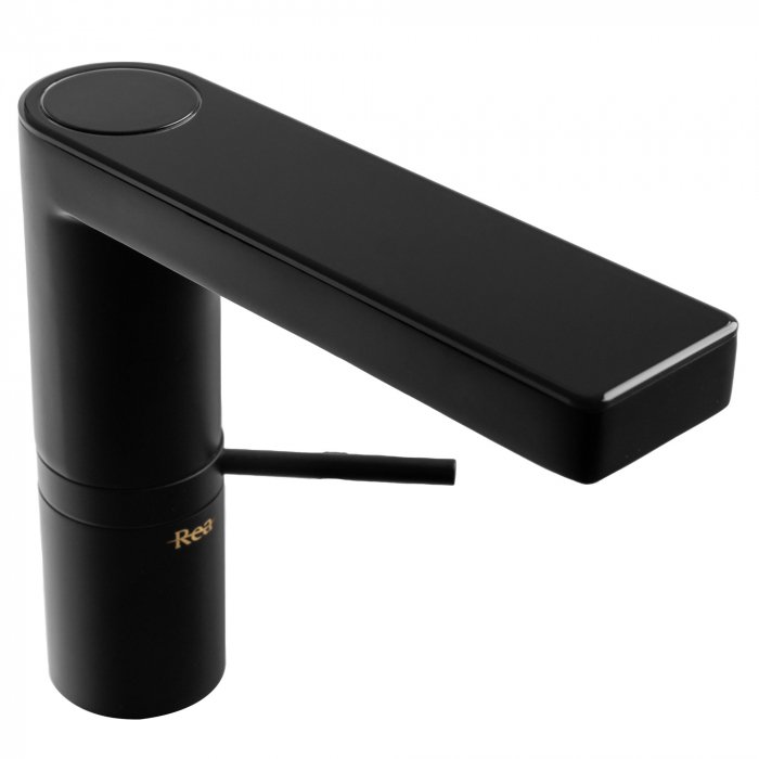 Baterie lavoar Amar Lcd Black Low, montaj pe blat sau lavoar, alama, negru, perlator aer [5]