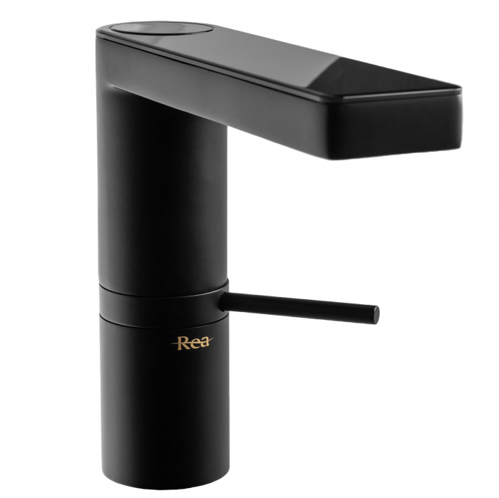 Baterie lavoar Amar Lcd Black Low, montaj pe blat sau lavoar, alama, negru, perlator aer [3]