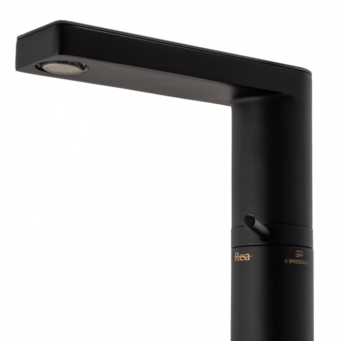 Baterie lavoar Amar Lcd Black Low, montaj pe blat sau lavoar, alama, negru, perlator aer [4]