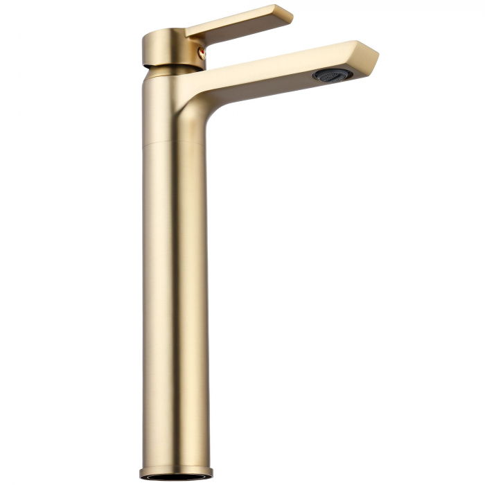 Baterie lavoar Argus Gold Brush High, montaj pe blat sau lavoar, alama, auriu, perlator aer [4]