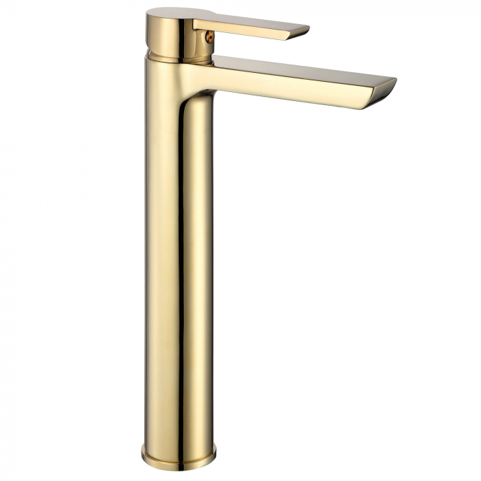Baterie lavoar Argus Gold High, montaj pe blat sau lavoar, alama, auriu, perlator aer [1]