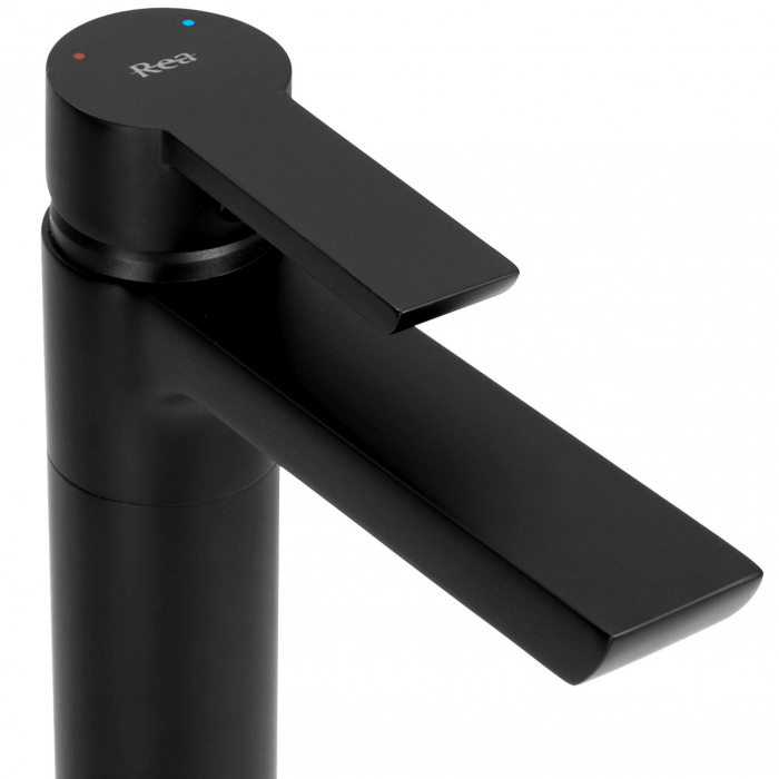 Baterie lavoar Argus Negru Black Low, montaj pe blat sau lavoar, alama, negru, perlator aer [4]