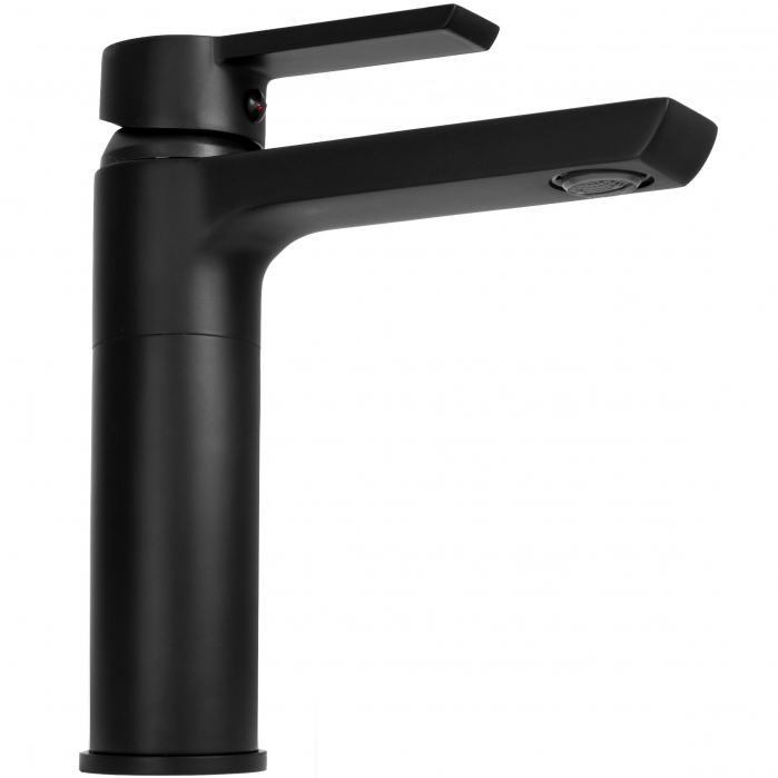 Baterie lavoar Argus Negru Black Low, montaj pe blat sau lavoar, alama, negru, perlator aer [5]