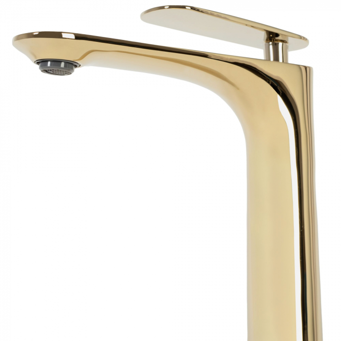 Baterie lavoar Berg Gold High, montaj pe blat sau lavoar, alama, auriu, perlator aer [4]