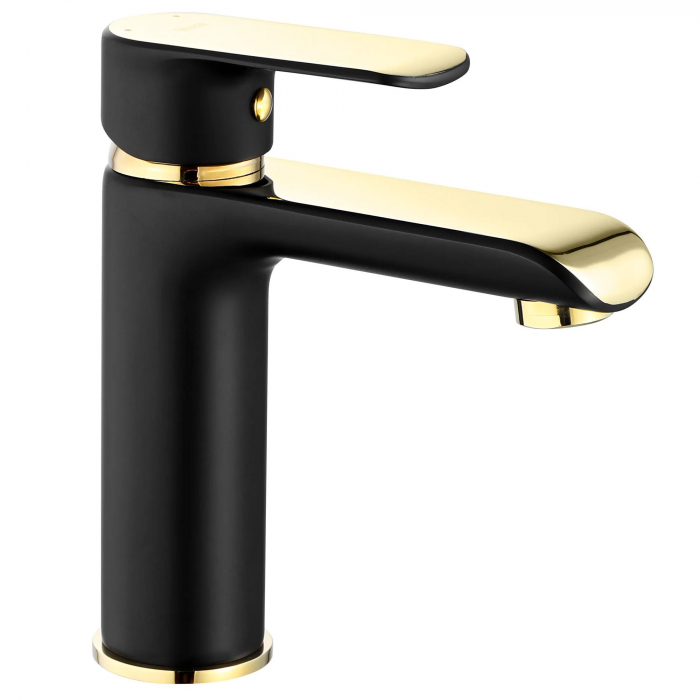Baterie lavoar Bloom Black Gold Low, montaj pe blat sau lavoar, alama, negru sau auriu, perlator aer [2]