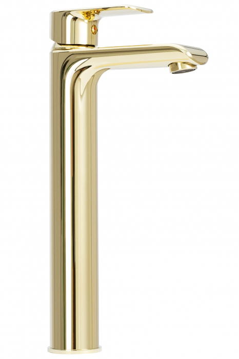 Baterie lavoar Bloom Gold High, montaj pe blat sau lavoar, alama, auriu, perlator aer [3]