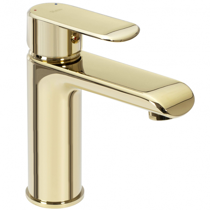 Baterie lavoar Bloom Gold Low, montaj pe blat sau lavoar, alama, auriu, perlator aer [2]
