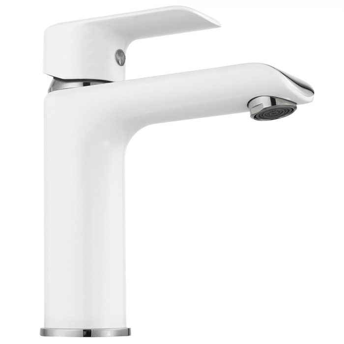 Baterie lavoar Bloom White Chrom Low, montaj pe blat sau lavoar, alama, crom, perlator aer [4]