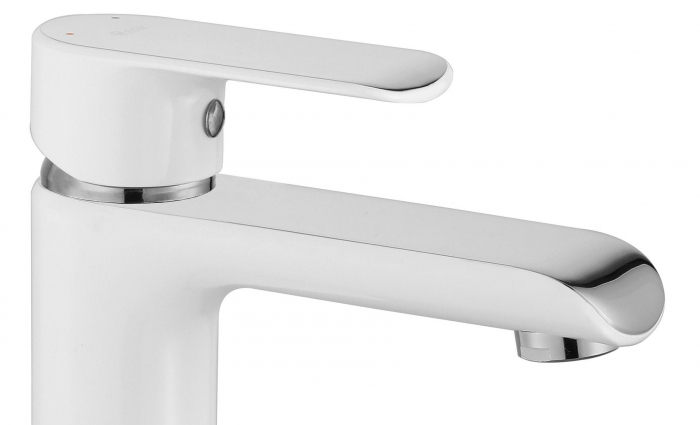 Baterie lavoar Bloom White Chrom Low, montaj pe blat sau lavoar, alama, crom, perlator aer [5]