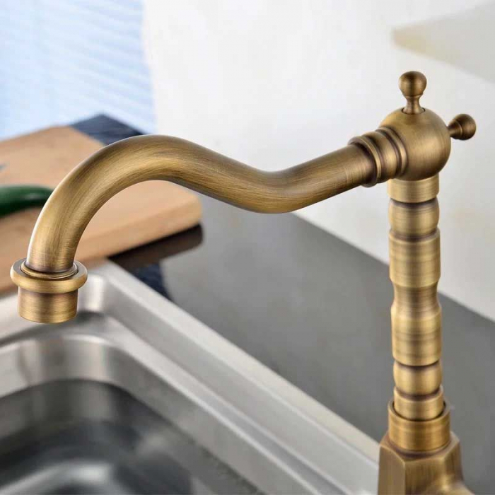Baterie lavoar Bona Old Gold inalta, montaj pe blat sau lavoar, alama, auriu, perlator aer [5]