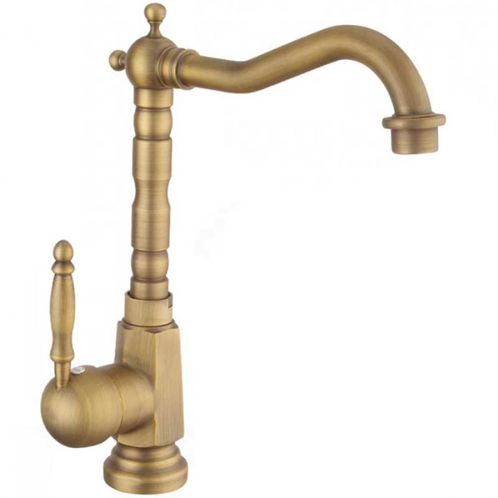 Baterie lavoar Bona Old Gold inalta, montaj pe blat sau lavoar, alama, auriu, perlator aer [1]