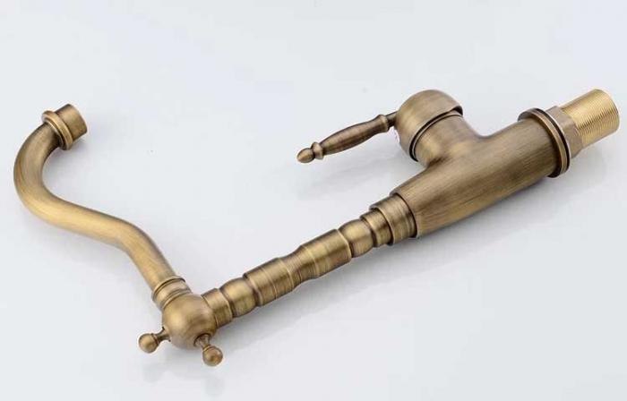 Baterie lavoar Bona Old Gold inalta, montaj pe blat sau lavoar, alama, auriu, perlator aer [7]