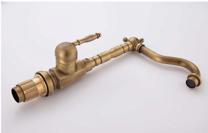 Baterie lavoar Bona Old Gold inalta, montaj pe blat sau lavoar, alama, auriu, perlator aer [9]