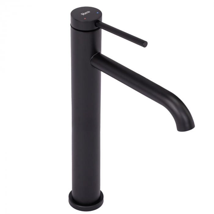 Baterie lavoar Clif Black Mat High, montaj pe blat sau lavoar, alama, negru, perlator aer [1]