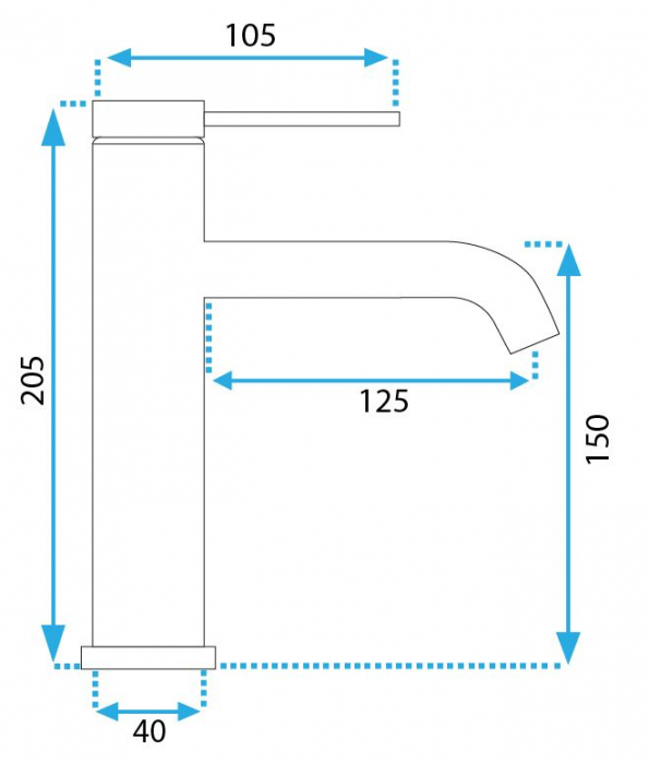 Baterie lavoar Clif Black Mat, montaj pe blat sau lavoar, alama, negru, perlator aer [5]