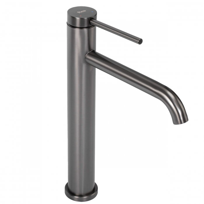 Baterie lavoar Clif Titanium High, montaj pe blat sau lavoar, alama, titanium, perlator aer [1]