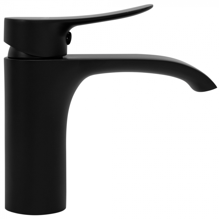 Baterie lavoar Dart Black Negru Low, montaj pe blat sau lavoar, alama, negru, perlator aer [2]