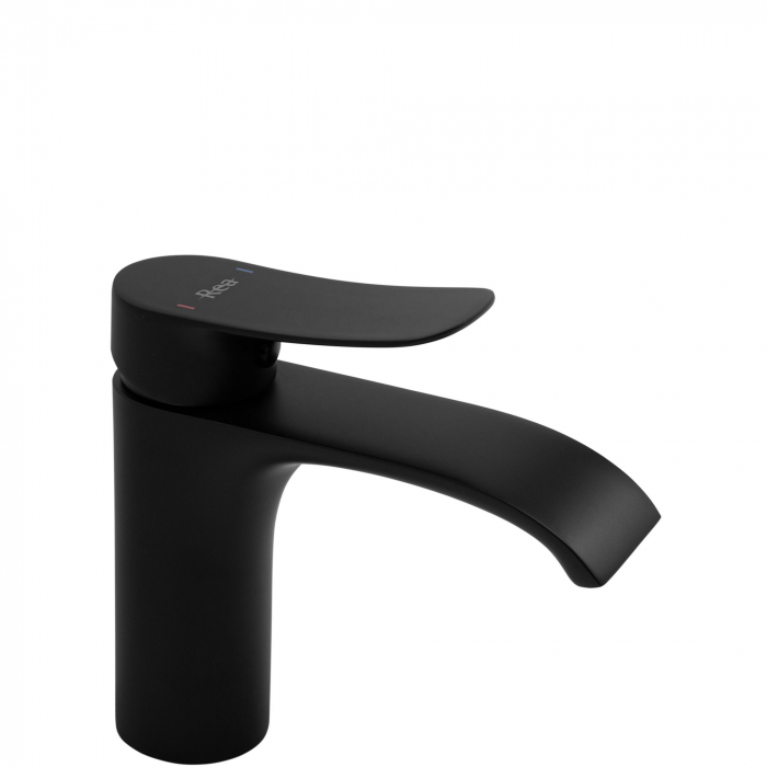 Baterie lavoar Dart Black Negru Low, montaj pe blat sau lavoar, alama, negru, perlator aer [1]