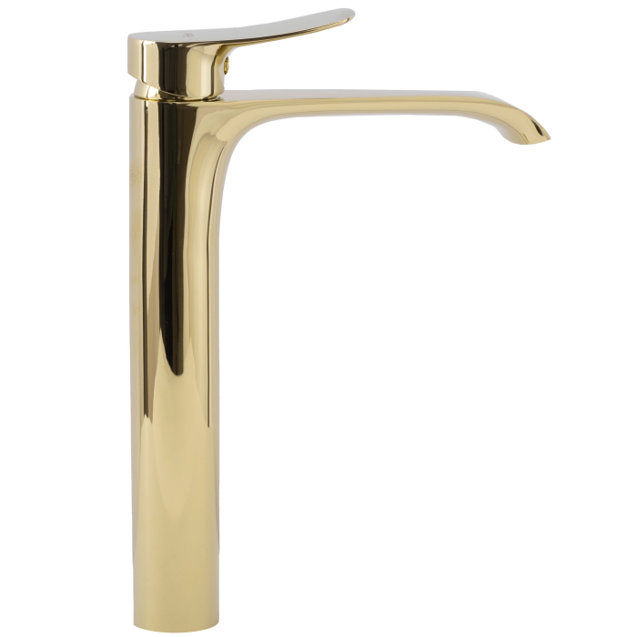 Baterie lavoar Dart Gold High, montaj pe blat sau lavoar, alama, auriu, perlator aer [2]