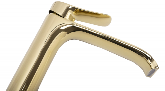 Baterie lavoar Dart Gold High, montaj pe blat sau lavoar, alama, auriu, perlator aer [4]