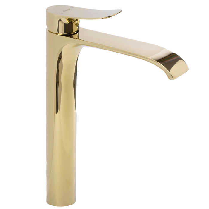 Baterie lavoar Dart Gold High, montaj pe blat sau lavoar, alama, auriu, perlator aer [1]