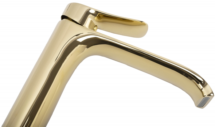 Baterie lavoar Dart Gold Negru Low, montaj pe blat sau lavoar, alama, auriu, perlator aer [4]