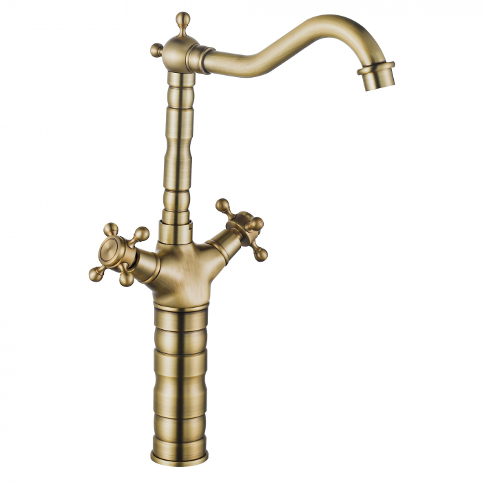 Baterie lavoar / De Bucătărie Rustico Antique Gold, montaj pe blat sau lavoar, alama, auriu [1]