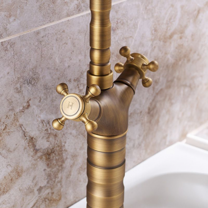 Baterie lavoar / De Bucătărie Rustico Antique Gold, montaj pe blat sau lavoar, alama, auriu [3]
