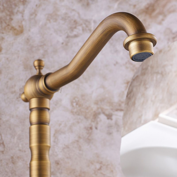 Baterie lavoar / De Bucătărie Rustico Antique Gold, montaj pe blat sau lavoar, alama, auriu [4]