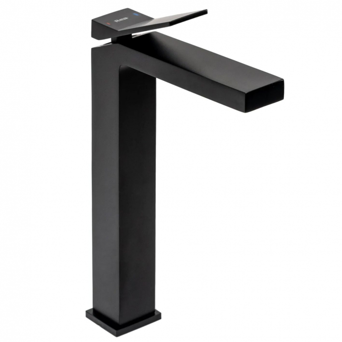Baterie lavoar Duet Black, montaj pe blat sau lavoar, alama, negru, perlator aer [1]